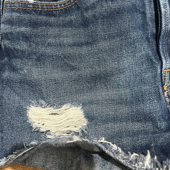Levi's Blue Distressed Jean Shorts Size 26 EUC Button Fly 501 Timeless Shorts - Picture 2 of 6